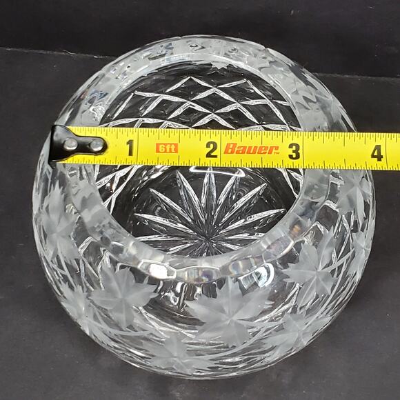 Vtg Maple Leaf Etched Rose Bowl 3.75" Round Decorative Collectible Rare - Picture 7 of 11